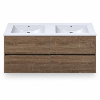 Fabriecio Liverpool badkamermeubel 120 cm hout met witte wastafel zonder kraangat