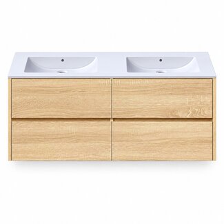 Fabriecio Liverpool badkamermeubel 120 cm natural oak met witte wastafel zonder kraangat