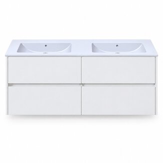 Fabriecio Liverpool badkamermeubel 120 cm hoogglans wit met witte wastafel zonder kraangat