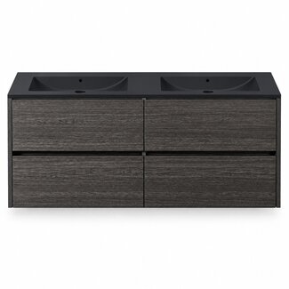 Fabriecio Liverpool badkamermeubel 120 cm grijs met mat zwarte wastafel zonder kraangat