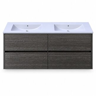 Fabriecio Liverpool badkamermeubel 120 cm grijs met mat witte wastafel zonder kraangat