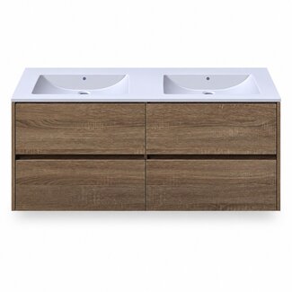 Fabriecio Liverpool badkamermeubel 120 cm hout met mat witte wastafel zonder kraangat