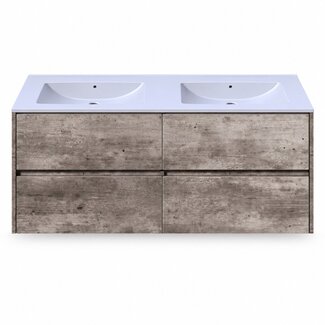 Fabriecio Liverpool badkamermeubel 120 cm steen met mat witte wastafel zonder kraangat