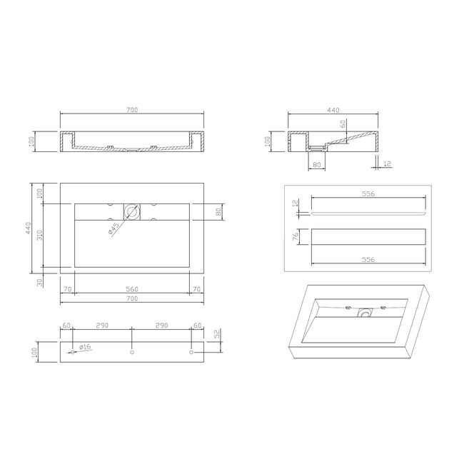 Best Design Borvani badkamermeubel 70 cm halifax met glanswitte wastafel