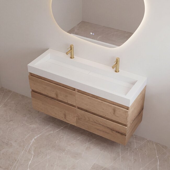 Best Design Borvani badkamermeubel 120 cm halifax met dubbele glanswitte wastafel