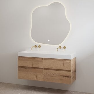 Best Design Borvani badkamermeubel 140 cm halifax met dubbele glanswitte wastafel