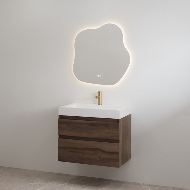 Best Design Borvani badkamermeubel 60 cm espresso brown met glanswitte wastafel