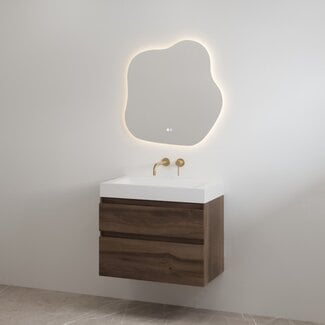 Best Design Borvani badkamermeubel 70 cm espresso brown met glanswitte wastafel
