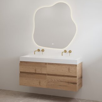Best Design Borvani badkamermeubel 120 cm halifax met dubbele mat witte wastafel