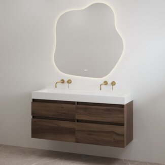 Best Design Borvani badkamermeubel 120 cm espresso brown met dubbele mat witte wastafel