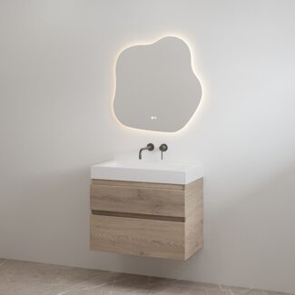 Best Design Borvani badkamermeubel 60 cm frosted brown met mat witte wastafel
