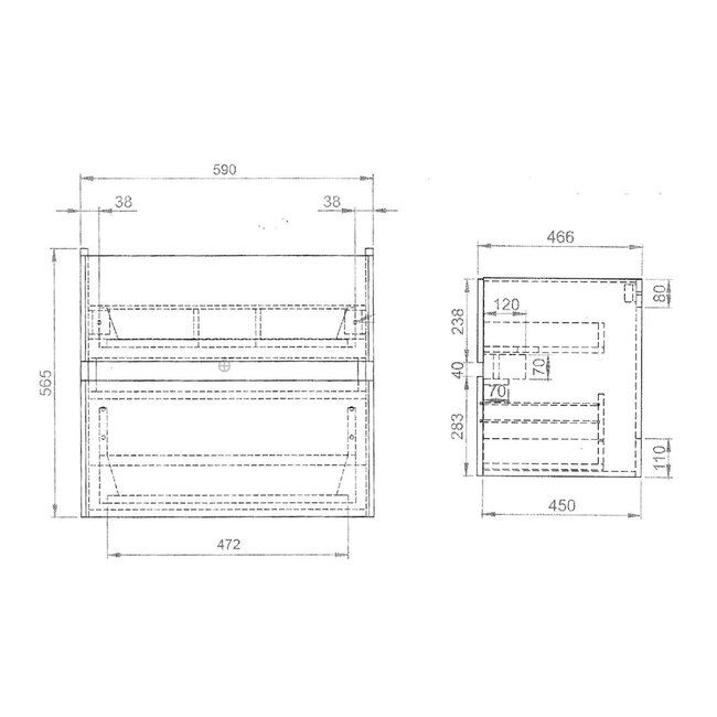 Best Design Splash badkamermeubel 60 cm mat zwart met glanswitte wastafel en kraangat