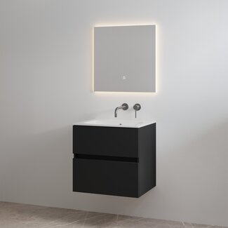 Best Design Splash badkamermeubel 60 cm mat zwart met glanswitte wastafel zonder kraangat