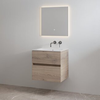 Best Design Splash badkamermeubel 60 cm frosted brown met glanswitte wastafel zonder kraangat