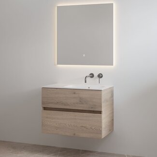 Best Design Splash badkamermeubel 80 cm frosted brown met glanswitte wastafel zonder kraangat