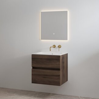 Best Design Splash badkamermeubel 60 cm espresso brown met glanswitte wastafel zonder kraangat