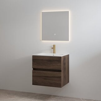 Best Design Splash badkamermeubel 60 cm espresso brown met glanswitte wastafel en kraangat