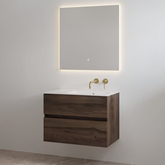 Best Design Splash badkamermeubel 80 cm espresso brown met glanswitte wastafel zonder kraangat