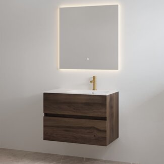 Best Design Splash badkamermeubel 80 cm espresso brown met glanswitte wastafel en kraangat