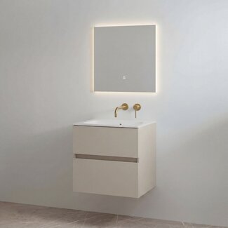 Best Design Splash badkamermeubel 60 cm mat taupe met glanswitte wastafel zonder kraangat