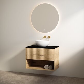 Best Design Rigatti badkamermeubel 60 cm halifax met mat zwart meubelblad voor waskom