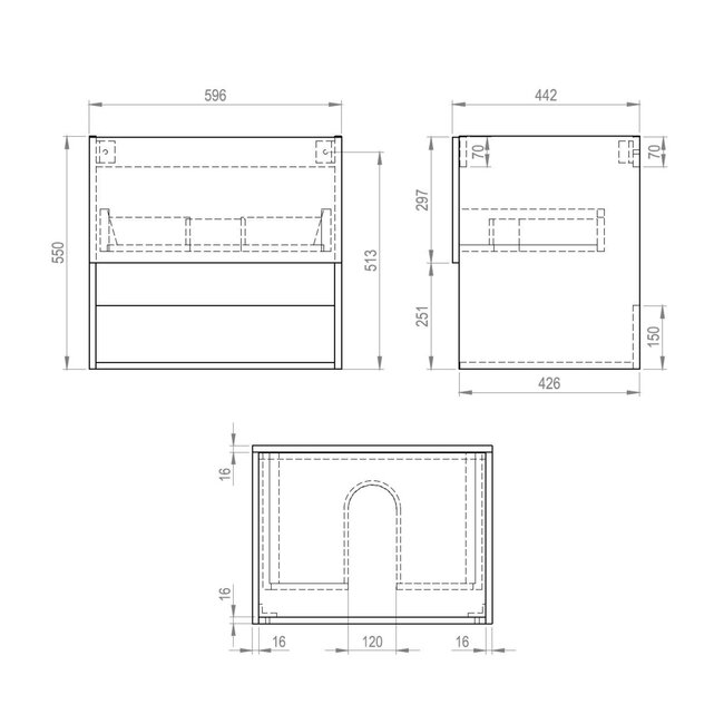 Best Design Rigatti badkamermeubel 60 cm mat zwart met halifax meubelblad voor waskom