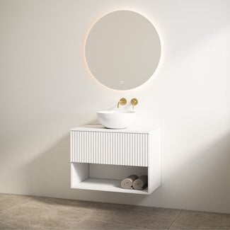 Best Design Rigatti badkamermeubel 60 cm mat wit met mat wit meubelblad voor waskom