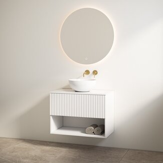 Best Design Rigatti badkamermeubel 60 cm mat wit met glanswit meubelblad voor waskom
