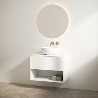 Best Design Rigatti badkamermeubel 78 cm mat wit met mat wit meubelblad voor waskom