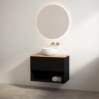 Best Design Rigatti badkamermeubel 100 cm mat zwart met halifax meubelblad voor waskom