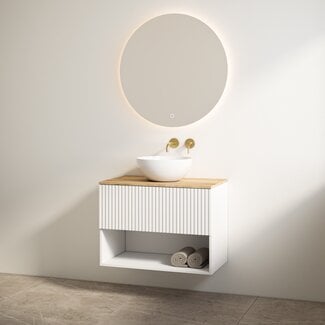 Best Design Rigatti badkamermeubel 100 cm mat wit met halifax meubelblad voor waskom
