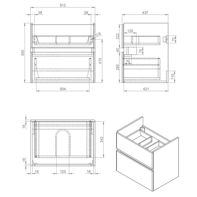 Best Design Quick badkamermeubel 65 cm mat zwart met glanswitte wastafel