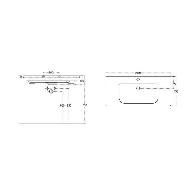 Best Design Quick badkamermeubel 100 cm mat zwart met glanswitte wastafel