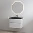 Best Design Quick badkamermeubel 65 cm glans wit met mat zwarte wastafel