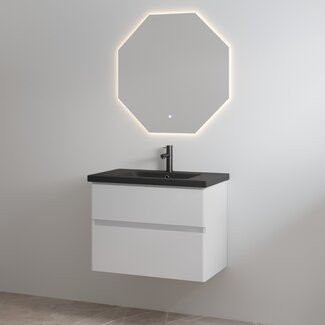 Best Design Quick badkamermeubel 80 cm glans wit met mat zwarte wastafel