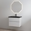 Best Design Quick badkamermeubel 80 cm glans wit met mat zwarte wastafel