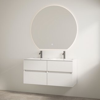 Best Design Bora badkamermeubel 120 cm glans wit met dubbele wastafel en 2 kraangaten