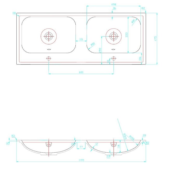 Best Design Bora badkamermeubel 120 cm halifax met dubbele wastafel zonder kraangat