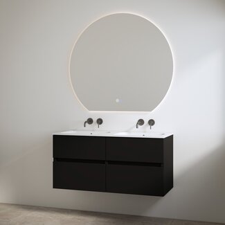 Best Design Bora badkamermeubel 120 cm mat zwart met dubbele wastafel zonder kraangat