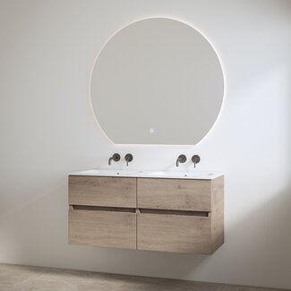 Best Design Bora badkamermeubel 120 cm frosted brown met dubbele wastafel zonder kraangat