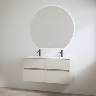 Best Design Bora badkamermeubel 120 cm mat taupe met dubbele wastafel en 2 kraangaten