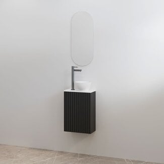 Best Design Mali toiletmeubel 36 cm mat zwart met mat wit meubelblad