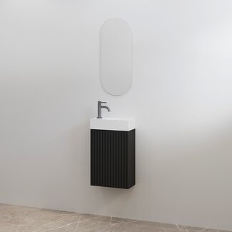 Best Design Mali toiletmeubel 36 cm mat zwart met glanswitte fontein