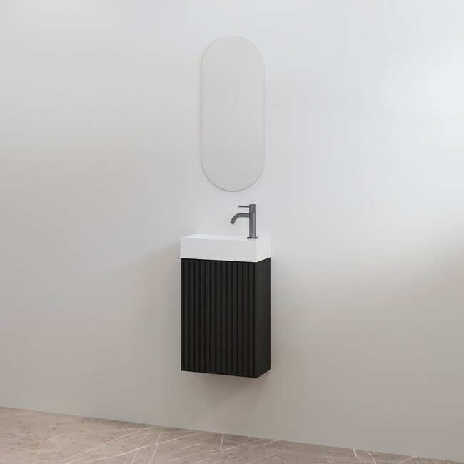 Best Design Mali toiletmeubel 36 cm mat zwart met glanswitte fontein