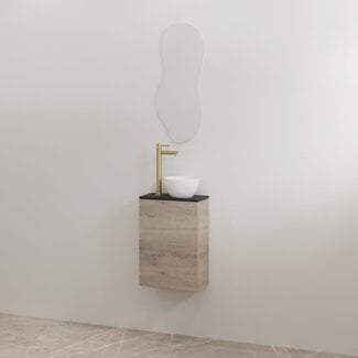 Best Design Siva toiletmeubel 36 cm frosted brown met mat zwart meubelblad
