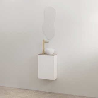 Best Design Siva toiletmeubel 36 cm mat wit met frosted brown meubelblad