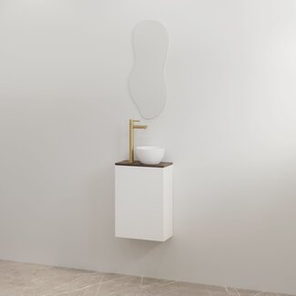 Best Design Siva toiletmeubel 36 cm mat wit met espresso brown meubelblad