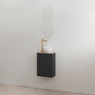 Best Design Siva toiletmeubel 36 cm mat zwart met frosted brown meubelblad