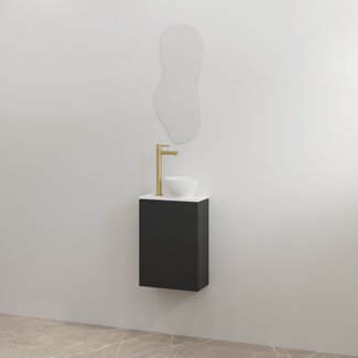 Best Design Siva toiletmeubel 36 cm mat zwart met mat wit meubelblad
