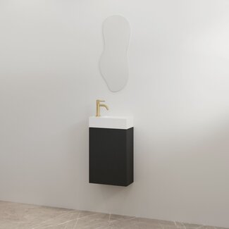 Best Design Siva toiletmeubel 36 cm mat zwart met glanswitte fontein